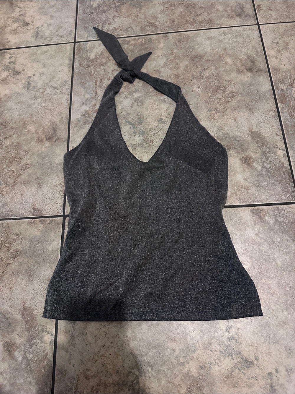 Vintage Hot Kiss Metallic Gray Halter Top